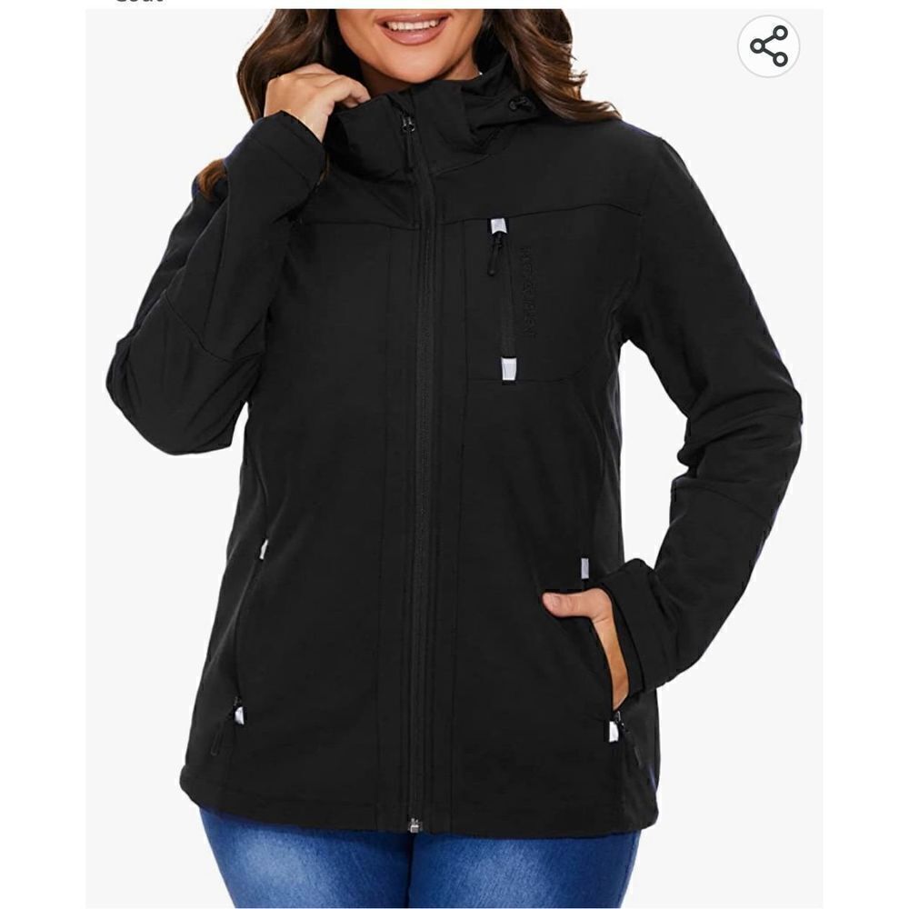REYSHIONWA Women's Softshell Jacket Removable Hooded, Waterproof Fleece Lined